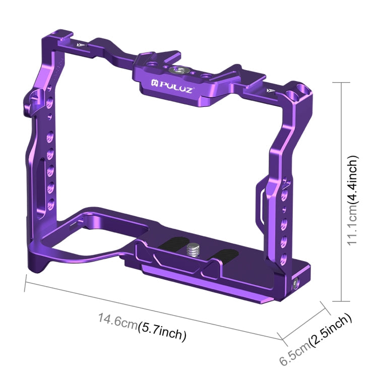 For Sony A7R5 / A7M4 PULUZ Metal Camera Cage Stabilizer Rig with Handle (Purple)