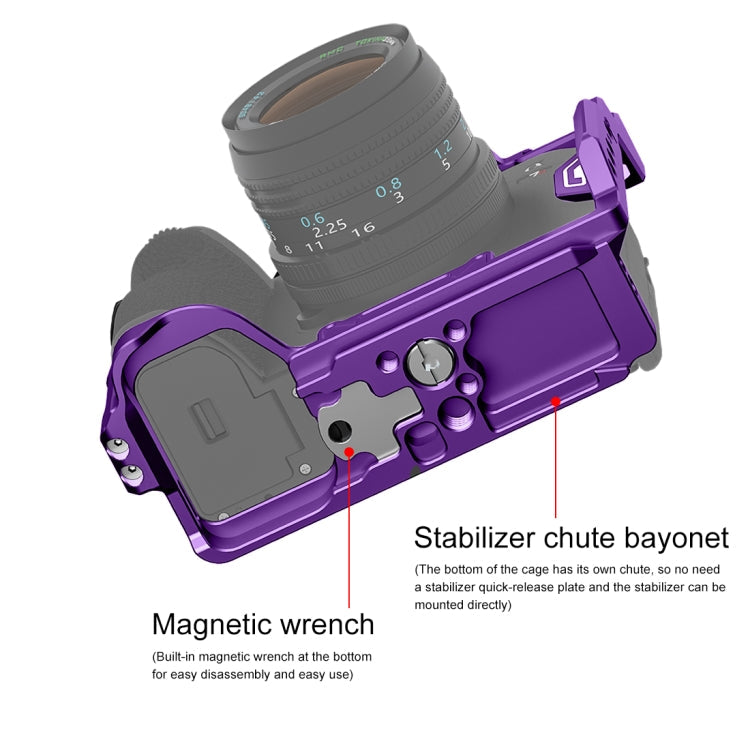 For Sony A7R5 / A7M4 PULUZ Metal Camera Cage Stabilizer Rig with Handle (Purple)