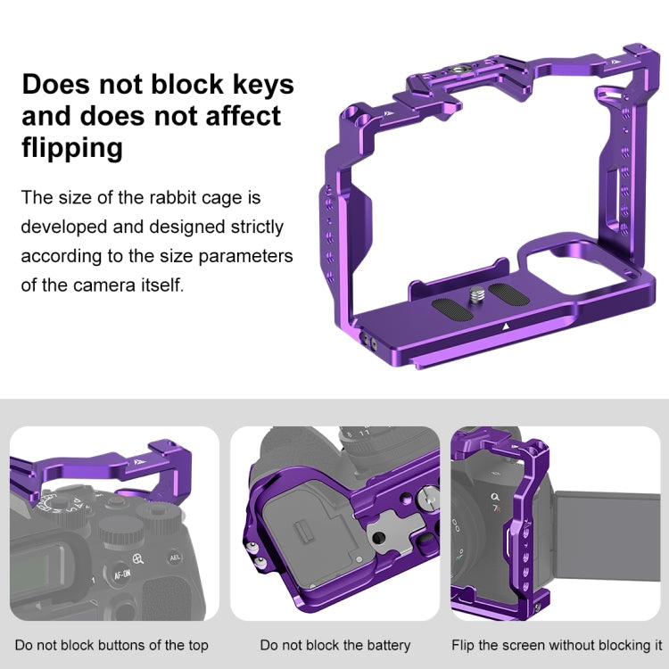 For Sony A7R5 / A7M4 PULUZ Metal Camera Cage Stabilizer Rig with Handle (Purple)