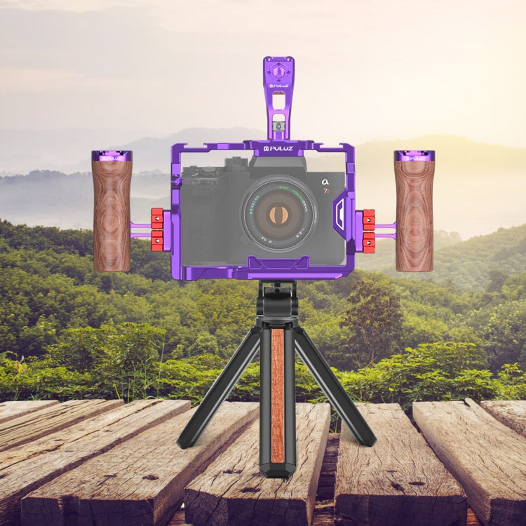 For Sony A7R5 / A7M4 PULUZ Metal Camera Cage Stabilizer Rig with Handle (Purple)