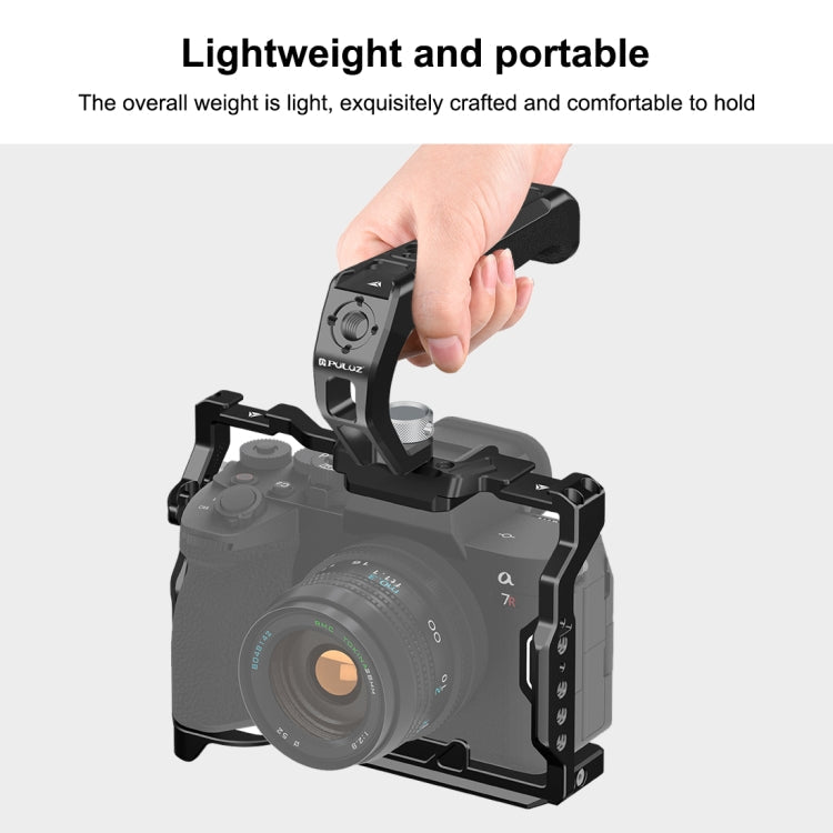 PULUZ Arri Metal Silicone Top Handle with Cold Shoe Mount for Mirrorless Camera Cage Stabilizer, Metal Silicone Top Handle