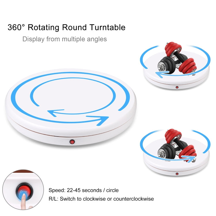 PULUZ 45cm Remote Control Adjusting Speed Rotating Turntable Display Stand, White, Load 100kg(US Plug)