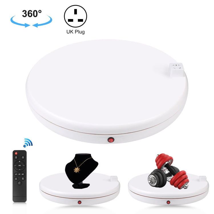 PULUZ 45cm Remote Control Adjusting Speed Rotating Turntable Display Stand with Power Socket, White, Load 100kg(UK Plug)