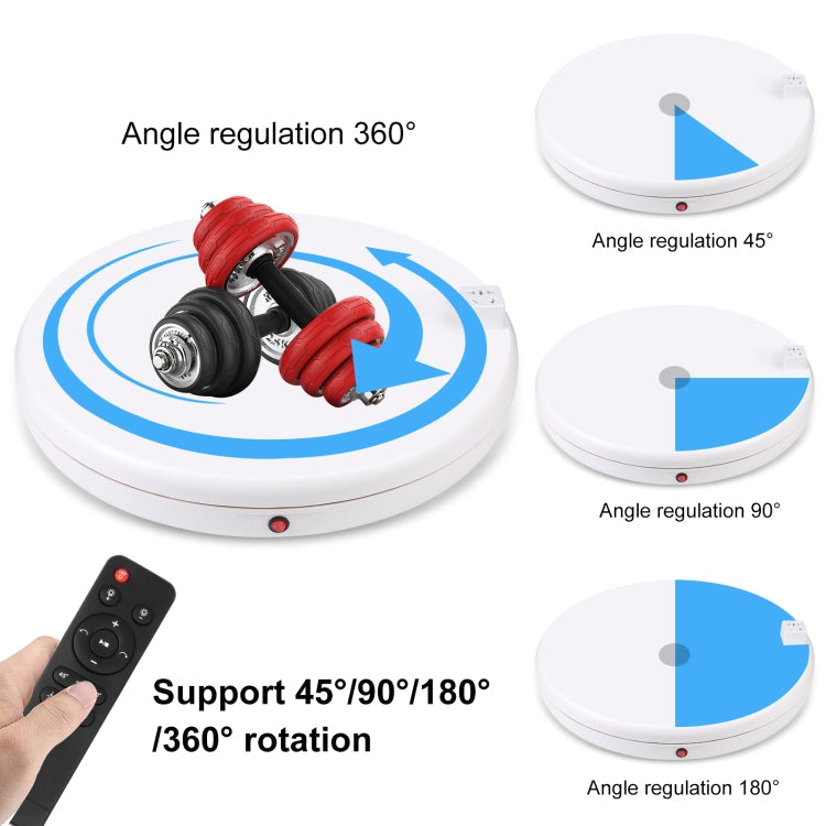 PULUZ 45cm Remote Control Adjusting Speed Rotating Turntable Display Stand with Power Socket, White, Load 100kg(UK Plug)