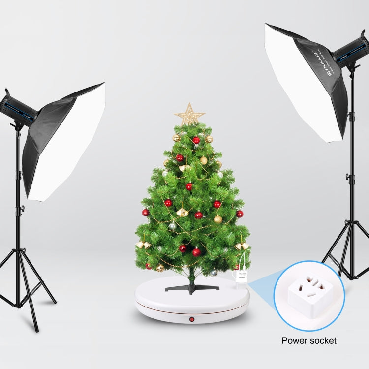 PULUZ 45cm Remote Control Adjusting Speed Rotating Turntable Display Stand with Power Socket, White, Load 100kg(UK Plug)