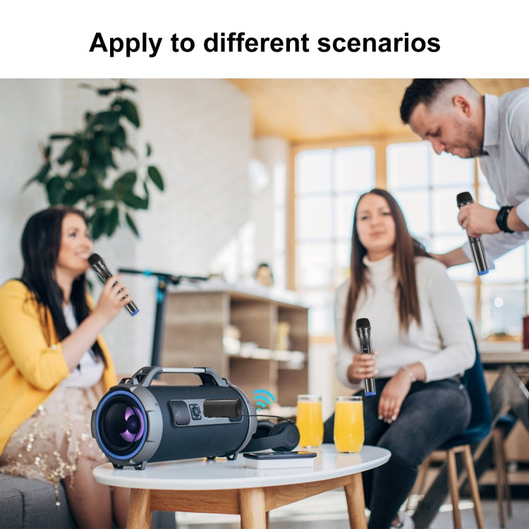 PULUZ UHF Wireless Dynamic Microphone with LED Display, 6.35mm Transmitter(Black)