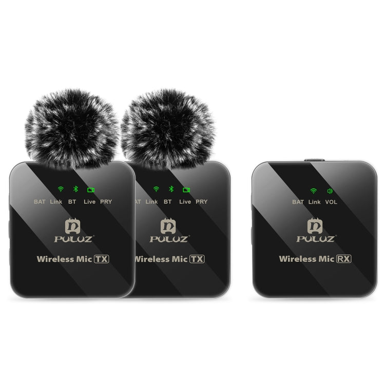 PULUZ 2 TX + 1 RX Wireless Lavalier Microphone (Black)