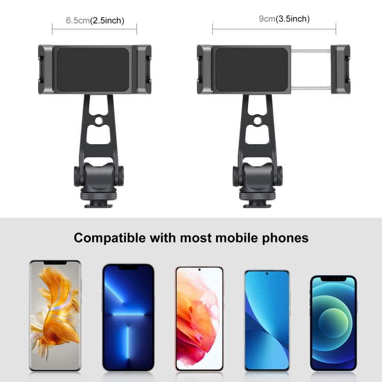 PULUZ Z-axis 360 Rotation Cold Shoes Aluminum Alloy Phone Clamp Holder Bracket (Black)