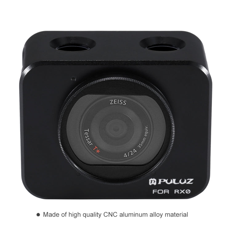 PULUZ for Sony RX0 Aluminum Alloy Protective Cage + 37mm UV Filter Lens + Lens Sunshade with Screws and Screwdrivers(Black)