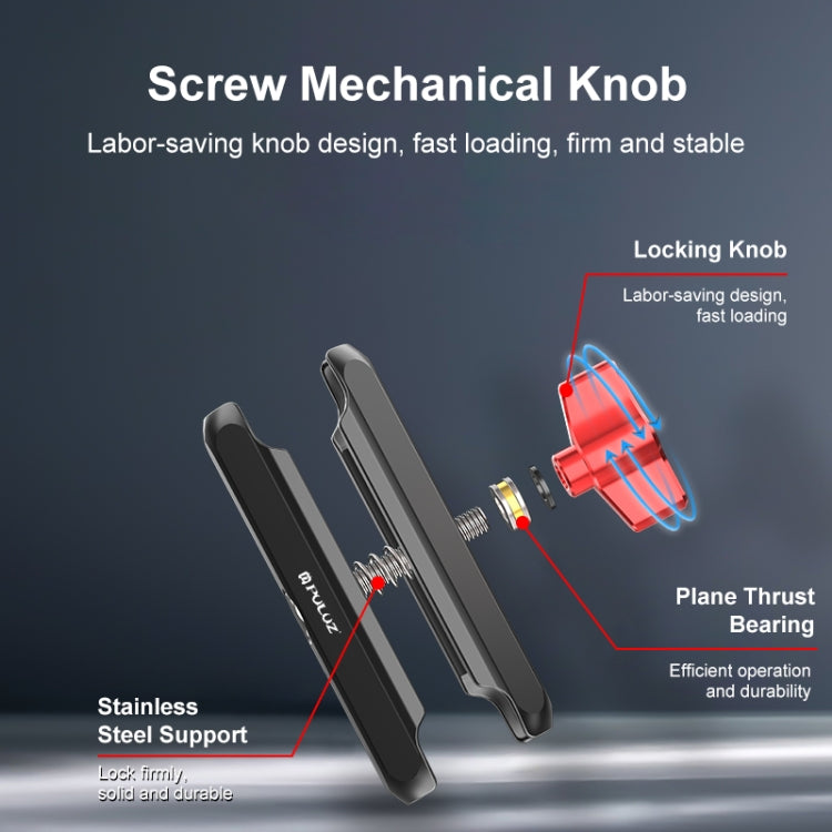 PULUZ Motorcycle Rearview Medium Clamp CNC Metal Magic Arm Rod Mount