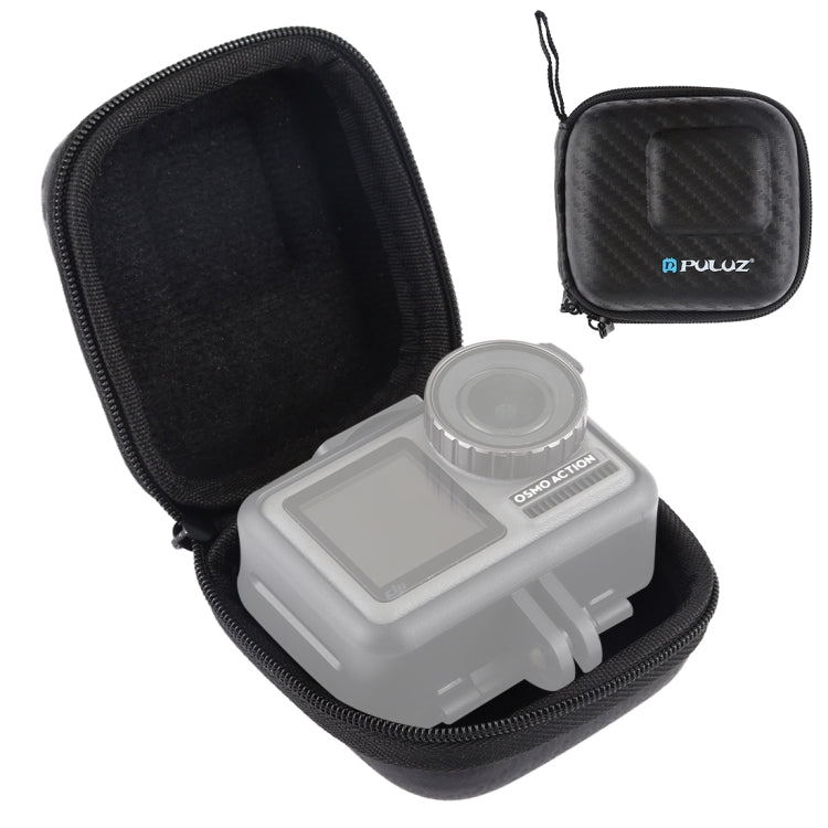 PULUZ Mini Portable Carbon Fiber Storage Bag for DJI OSMO Action, GoPro, Mijia, Xiaoyi and other Similar Size Cameras