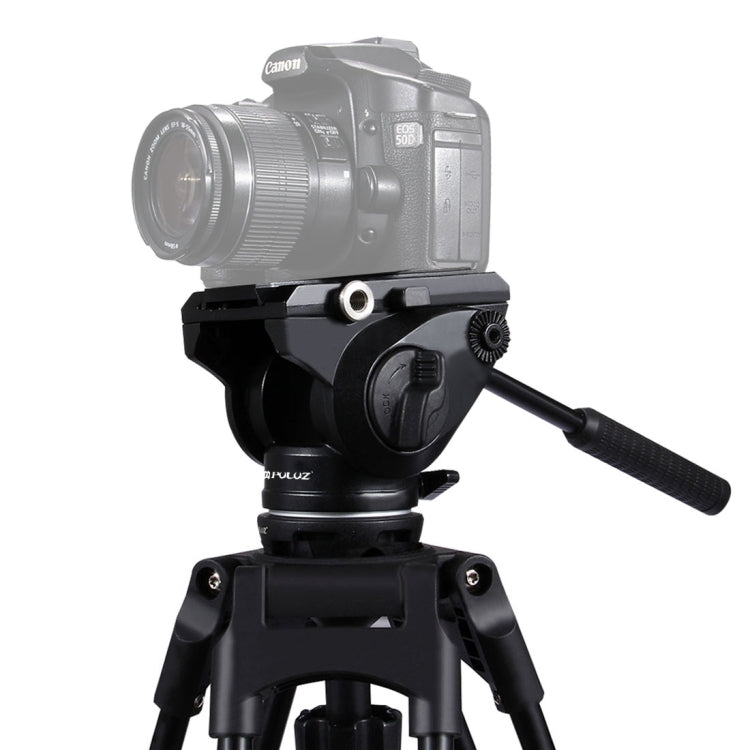 PULUZ  Heavy Duty Video Camera Tripod Action Fluid Drag Head with Sliding Plate for DSLR & SLR Cameras, Large Size(Black)