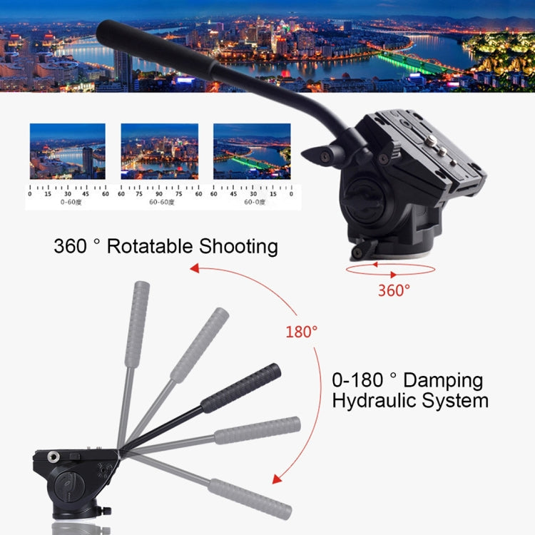 PULUZ  Heavy Duty Video Camera Tripod Action Fluid Drag Head with Sliding Plate for DSLR & SLR Cameras, Large Size(Black)