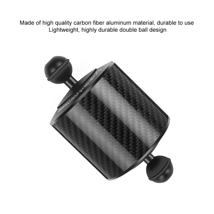 PULUZ 6.1 inch 15.5cm Length 80mm Diameter Dual Balls Carbon Fiber Floating Arm, Ball Diameter: 25mm, Buoyancy: 400g Phone