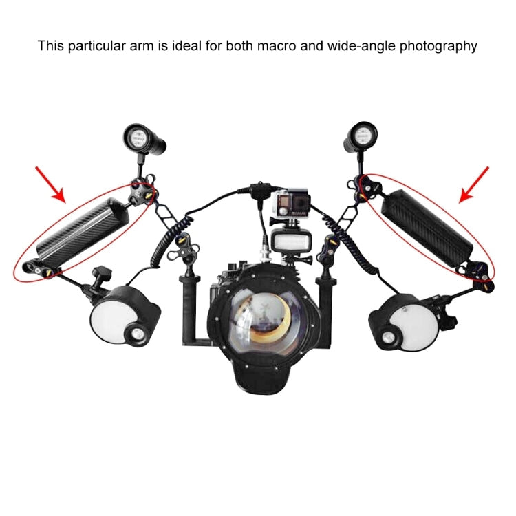 PULUZ 6.1 inch 15.5cm Length 80mm Diameter Dual Balls Carbon Fiber Floating Arm, Ball Diameter: 25mm, Buoyancy: 400g Phone