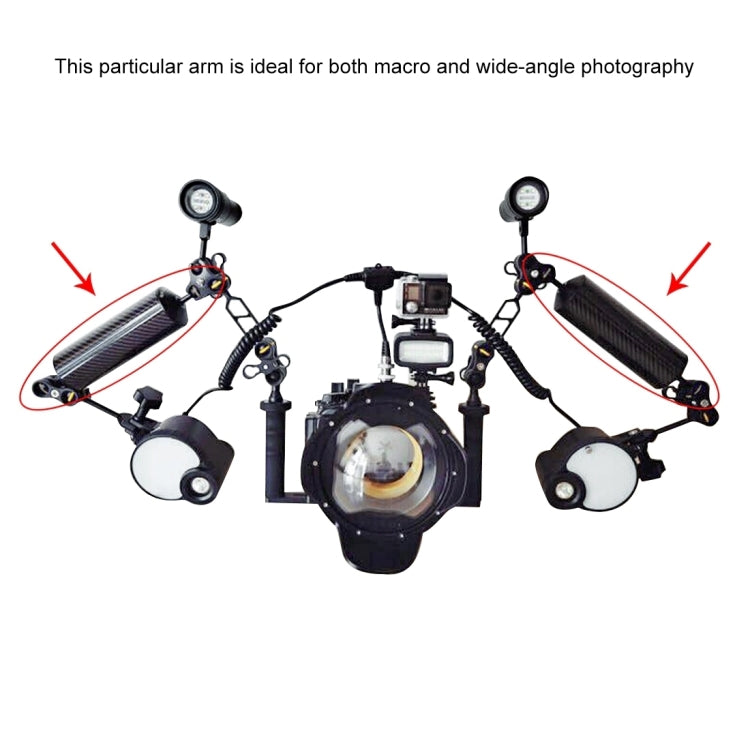 PULUZ 8 inch 20cm Length 80mm Diameter Dual Balls Carbon Fiber Floating Arm, Ball Diameter: 25mm, Buoyancy: 600g