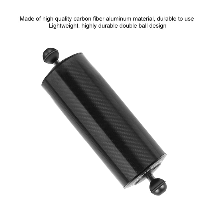 PULUZ 10.0 inch 25.4cm Length 80mm Diameter Dual Balls Carbon Fiber Floating Arm, Ball Diameter: 25mm, Buoyancy: 800g, 10 inch 800g Buoyancy