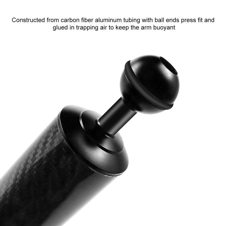 PULUZ 12.59 inch 32cm Length 40mm Diameter Dual Balls Carbon Fiber Floating Arm, Ball Diameter: 25mm, Buoyancy: 189g