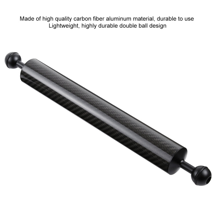 PULUZ 14.56 inch 37cm Length 40mm Diameter Dual Balls Carbon Fiber Floating Arm, Ball Diameter: 25mm, Buoyancy: 300g, 14 inch 300g Buoyancy