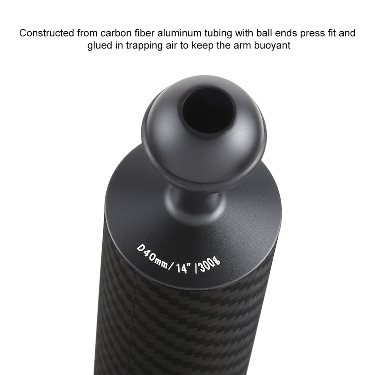 PULUZ 14.56 inch 37cm Length 40mm Diameter Dual Balls Carbon Fiber Floating Arm, Ball Diameter: 25mm, Buoyancy: 300g, 14 inch 300g Buoyancy