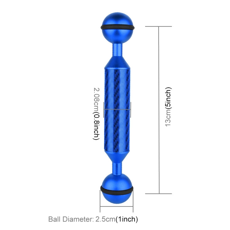 PULUZ 5 inch 13cm Length 20.8mm Diameter Dual Balls Carbon Fiber Floating Arm, Ball Diameter: 25mm, 5 inch Blue, 5 inch Red, 5 inch Black