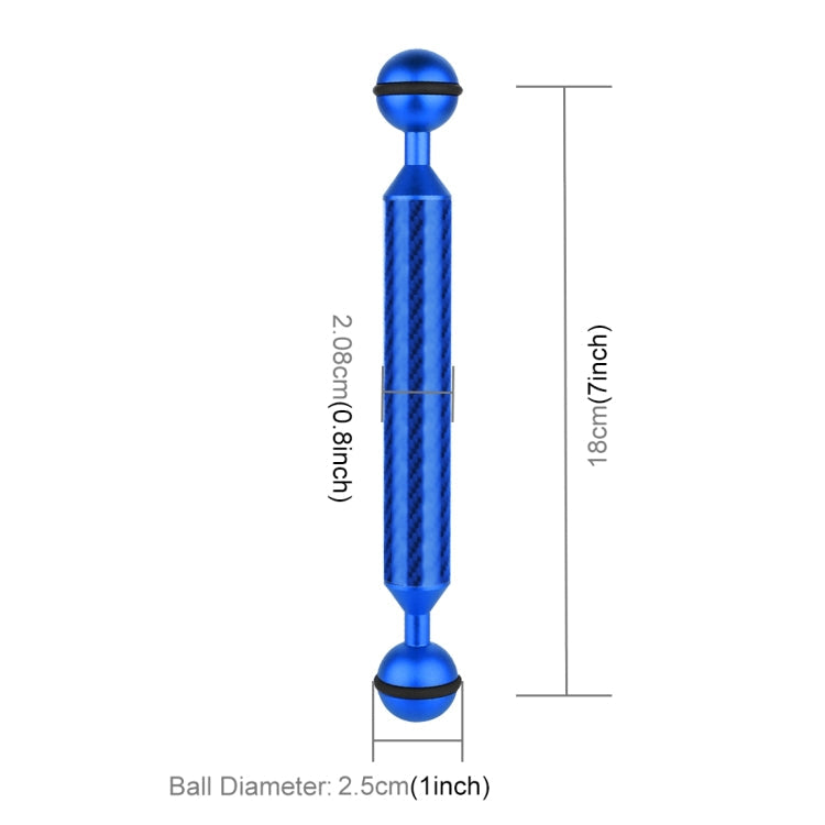 PULUZ  7 inch 18cm Length 20.8mm Diameter Dual Balls Carbon Fiber Floating Arm, Ball Diameter: 25mm, 7 inch Blue, 7 inch Red, 7 inch Black