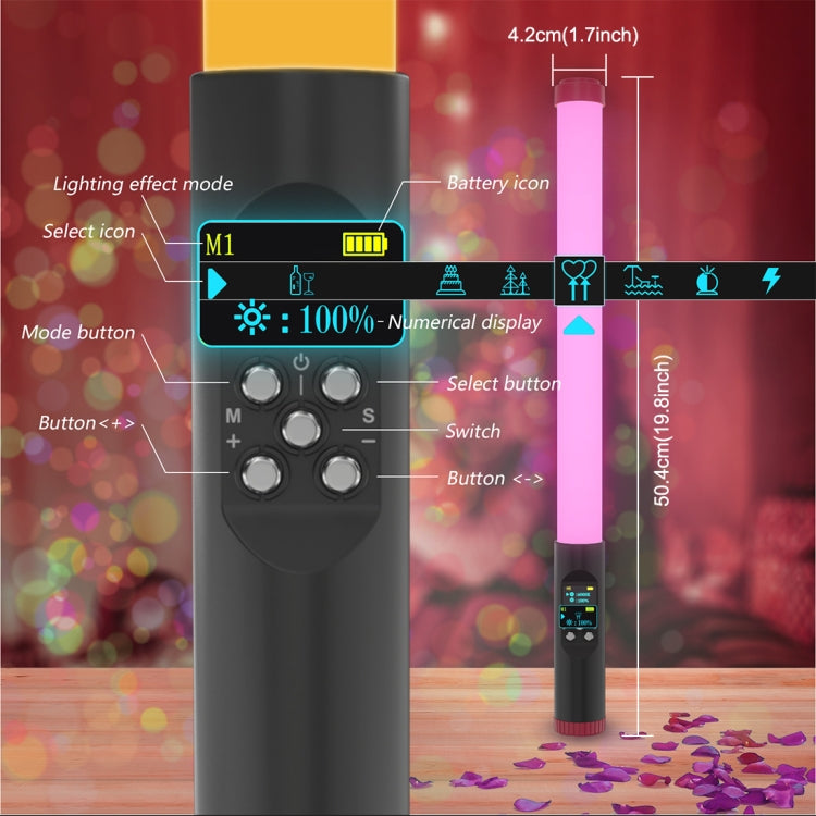 PULUZ RGB 114 LEDs Waterproof Photography Handheld Light Stick with Remote Control(Red)
