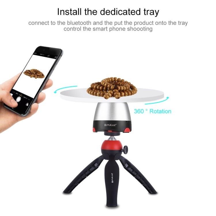 PULUZ Electronic 360 Degree Rotation Panoramic Head + Tripod Mount + GoPro Clamp + Phone Clamp with Remote Controller for Smartphones, GoPro, DSLR Cameras(Red)