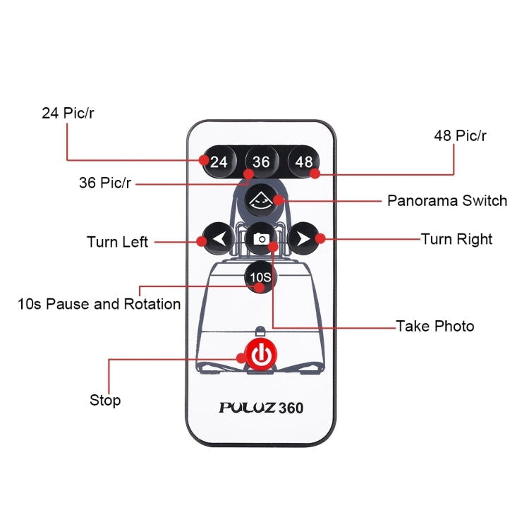PULUZ Electronic 360 Degree Rotation Panoramic Head + Tripod Mount + GoPro Clamp + Phone Clamp with Remote Controller for Smartphones, GoPro, DSLR Cameras(Red)