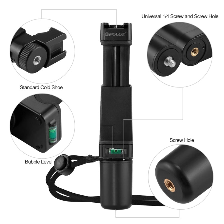 PULUZ Vlogging Live Broadcast Handheld Grip Selfie Rig Stabilizer ABS Tripod Adapter Mount with Cold Shoe Base & Wrist Strap