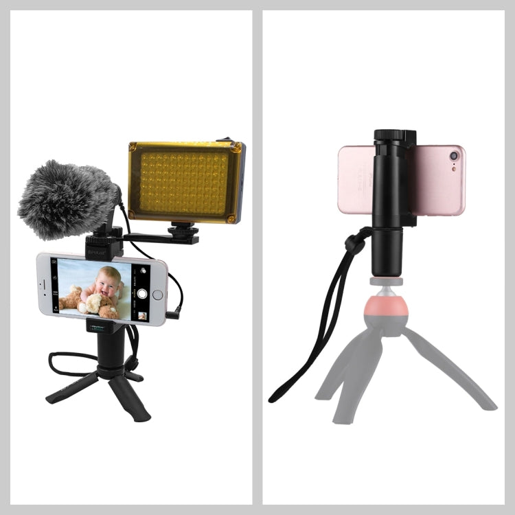 PULUZ Vlogging Live Broadcast Handheld Grip Selfie Rig Stabilizer ABS Tripod Adapter Mount with Cold Shoe Base & Wrist Strap