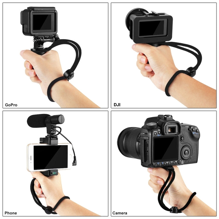PULUZ Vlogging Live Broadcast Handheld Grip Selfie Rig Stabilizer ABS Tripod Adapter Mount with Cold Shoe Base & Wrist Strap