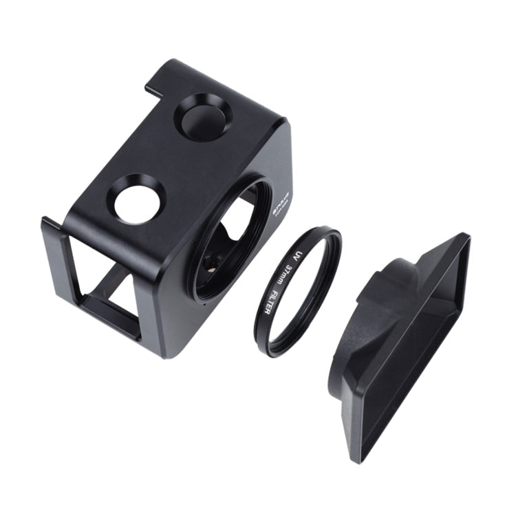 PULUZ Aluminum Alloy Protective Cage + 37mm UV Filter Lens + Lens Sunshade with Screws and Screwdrivers for Sony RX0 / RX0 II(Black)