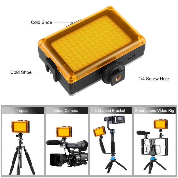 PULUZ Pocket 104 LED 1800LM Vlogging Studio Light with White & Orange Filters for Canon, Nikon, DSLR