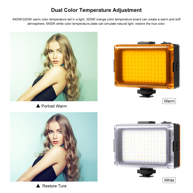 PULUZ Pocket 104 LED 1800LM Vlogging Studio Light with White & Orange Filters for Canon, Nikon, DSLR