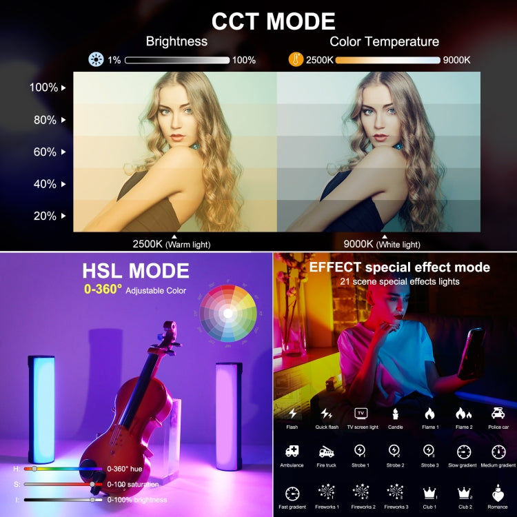 PULUZ 17cm Photo Handheld Full Color RGB Stick Light Magnetic LED Fill Light