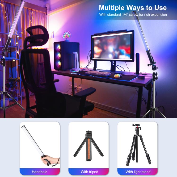 PULUZ 132 LEDs Photo Handheld Stick Light Full Color RGB Fill Light, 132 LEDs RGB Fill Light