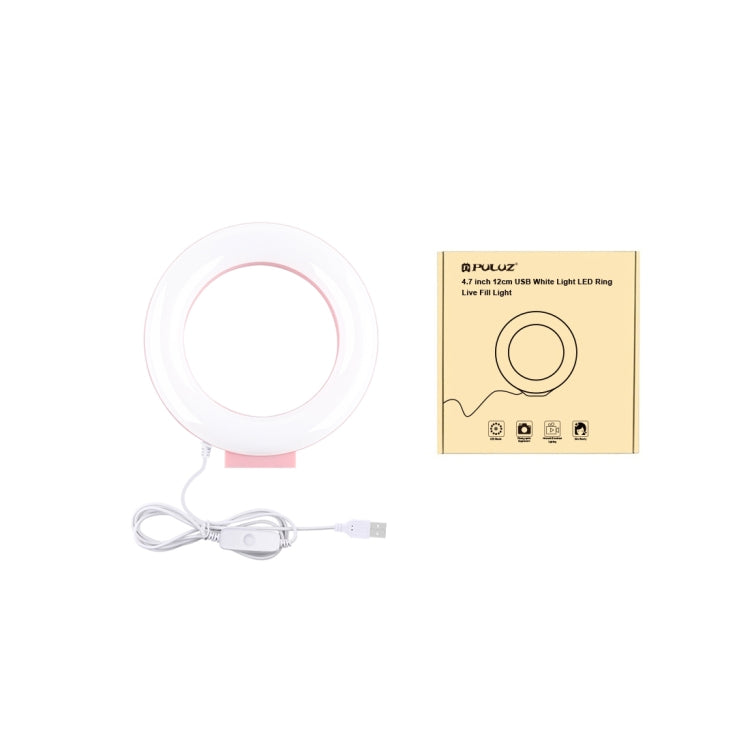 PULUZ 4.7 inch 12cm USB White Light LED Ring Vlogging Photography Video Lights(Pink)