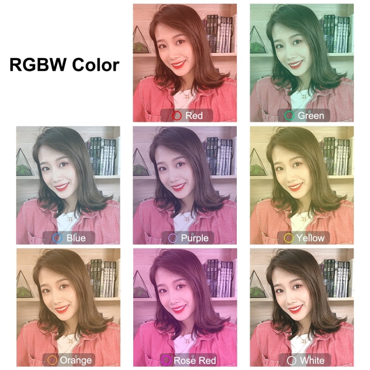 PULUZ 6.2 inch 16cm USB 10 Modes 8 Colors RGBW Dimmable LED Ring Vlogging Photography Video Lights with Tripod Ball Head, 6.2 inch RGBW