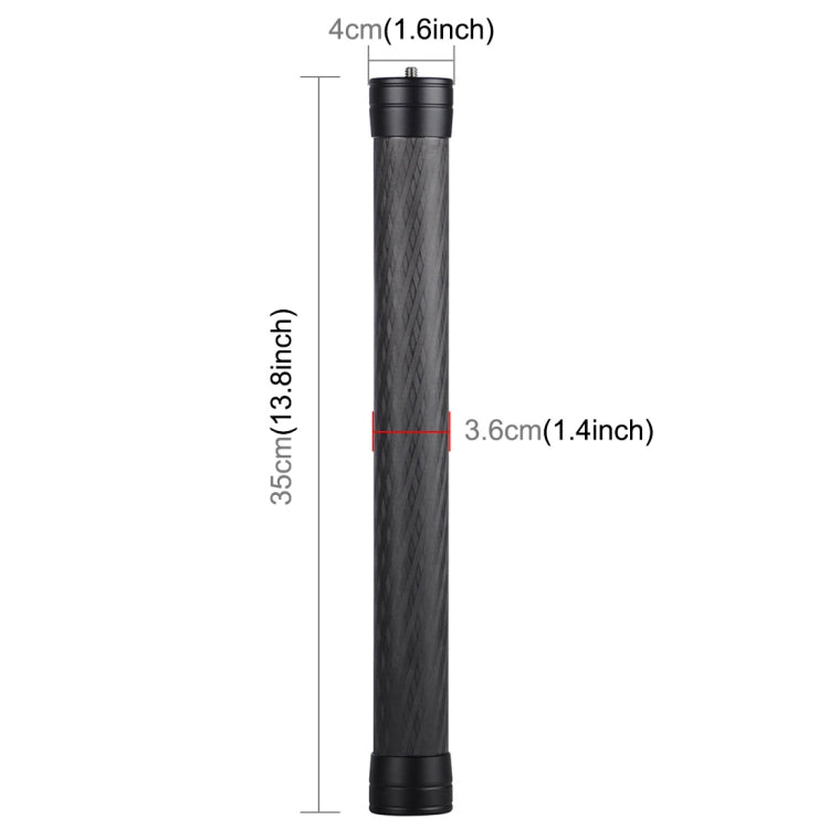 PULUZ Carbon Fiber Extension Monopod Pole Rod Extendable Stick for DJI / MOZA / Feiyu V2 / Zhiyun G5 / SPG Gimbal, Length: 35cm(Black)
