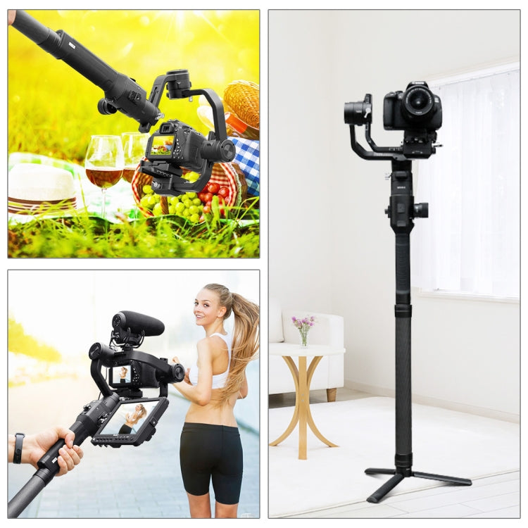 PULUZ Carbon Fiber Extension Monopod Pole Rod Extendable Stick for DJI / MOZA / Feiyu V2 / Zhiyun G5 / SPG Gimbal, Length: 35cm(Black)