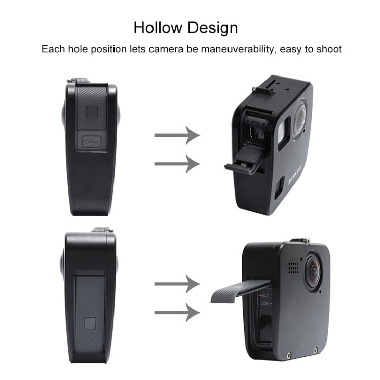 PULUZ for GoPro Fusion Housing Shell CNC Aluminum Alloy Protective Cage with Basic Mount & Lens Caps(Black)