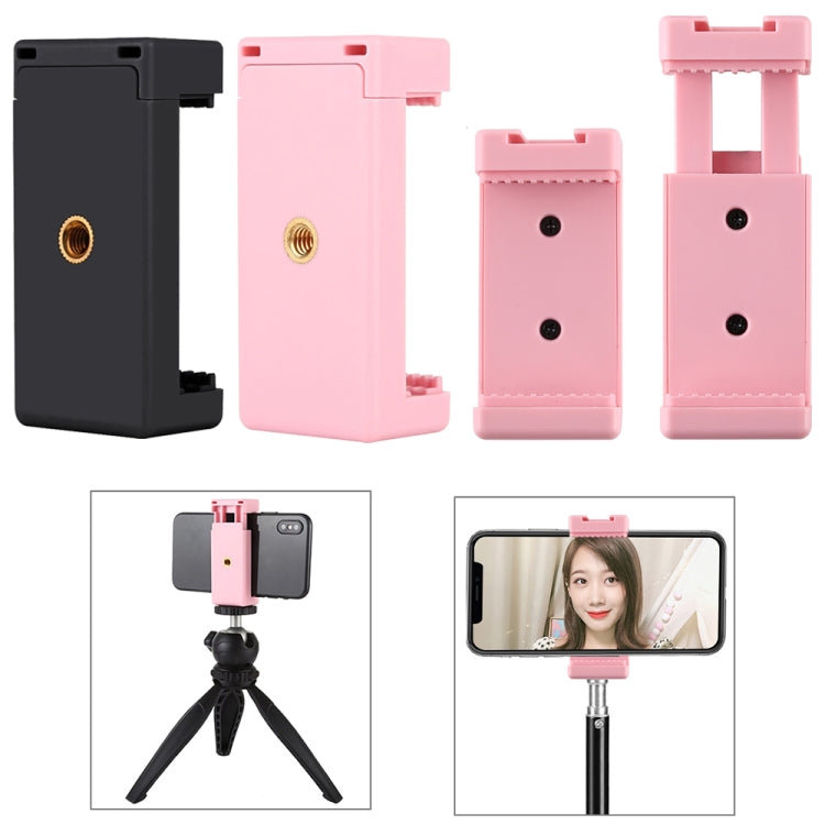 PULUZ Selfie Sticks Tripod Mount Phone Clamp with 1/4 inch Screw Holes & Cold Shoe Base, Clamp Black, Clamp Pink