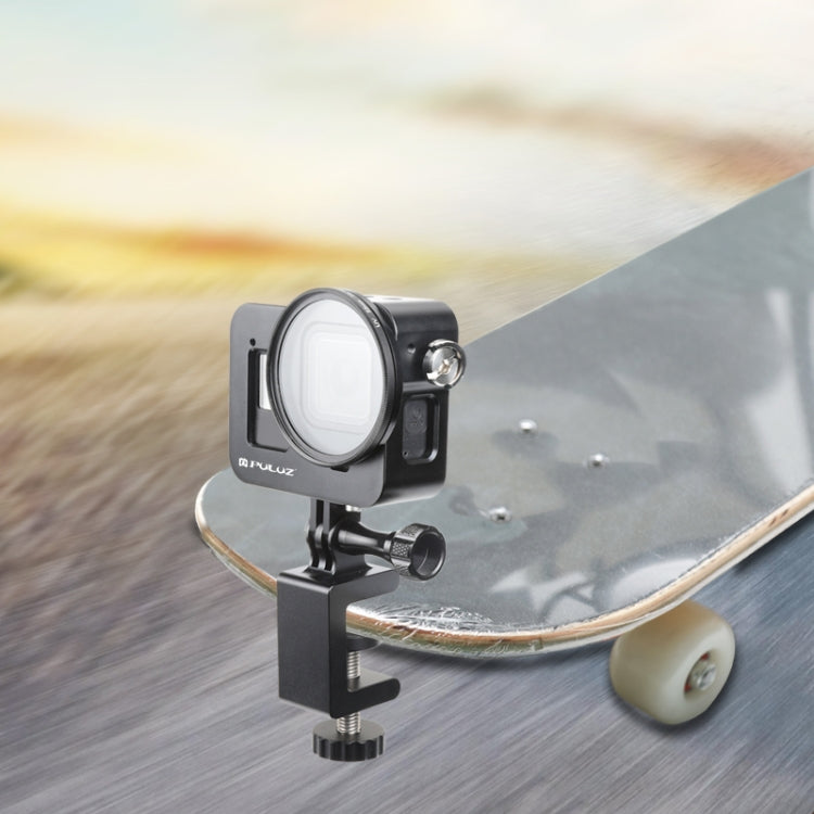 PULUZ Housing Shell CNC Aluminum Alloy Protective Cage with 52mm UV Lens for GoPro HERO8 Black(Black)