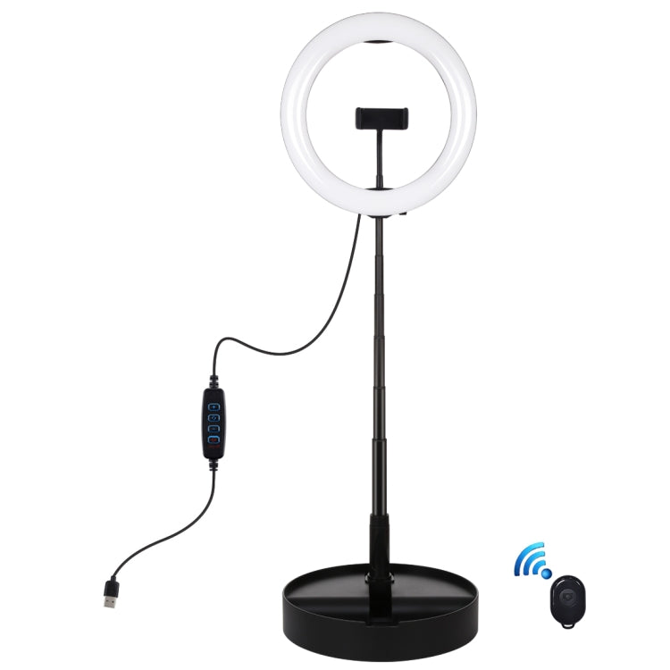 PULUZ 10.2 inch 26cm USB 3 Modes Dimmable Dual Color Temperature LED Curved  Ring Vlogging Selfie Photography Video Lights with Bluetooth Remote Shutter & Folding Desktop Holder & Phone Clamp(Black)