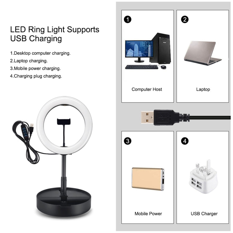 PULUZ 10.2 inch 26cm USB 3 Modes Dimmable Dual Color Temperature LED Curved  Ring Vlogging Selfie Photography Video Lights with Bluetooth Remote Shutter & Folding Desktop Holder & Phone Clamp(Black)