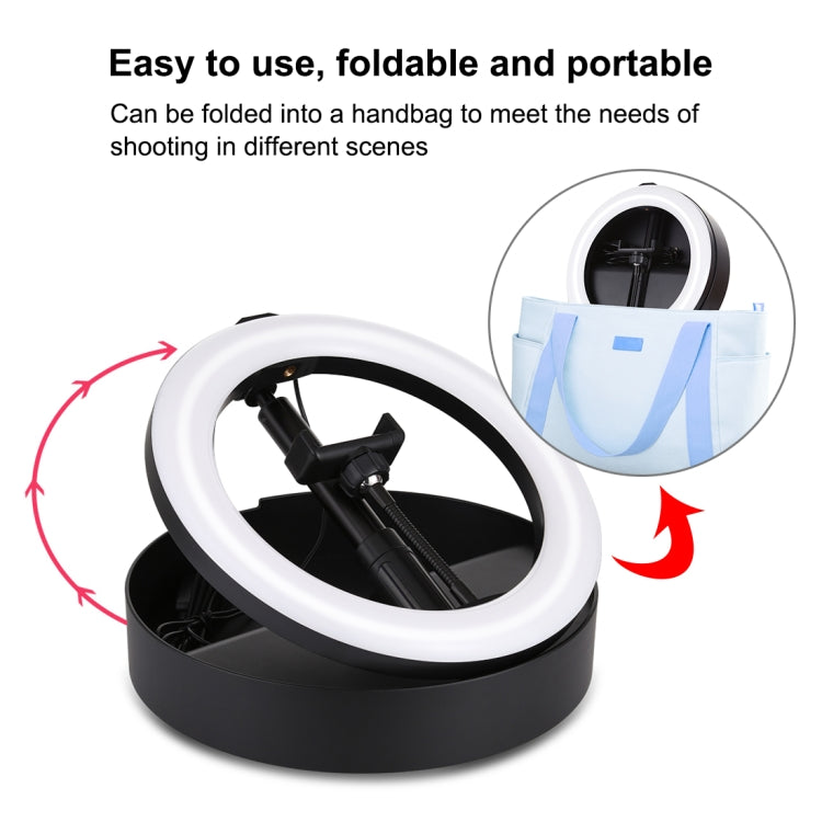 PULUZ 10.2 inch 26cm USB 3 Modes Dimmable Dual Color Temperature LED Curved  Ring Vlogging Selfie Photography Video Lights with Bluetooth Remote Shutter & Folding Desktop Holder & Phone Clamp(Black)
