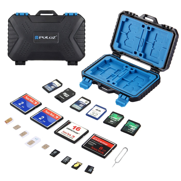 PULUZ 27 in 1 Memory Card Case for 4CF + 8SD + 9TF + 1Card PIN + 1Standard SIM + 2Micro-SIM + 2Nano-SIM, 27 in 1