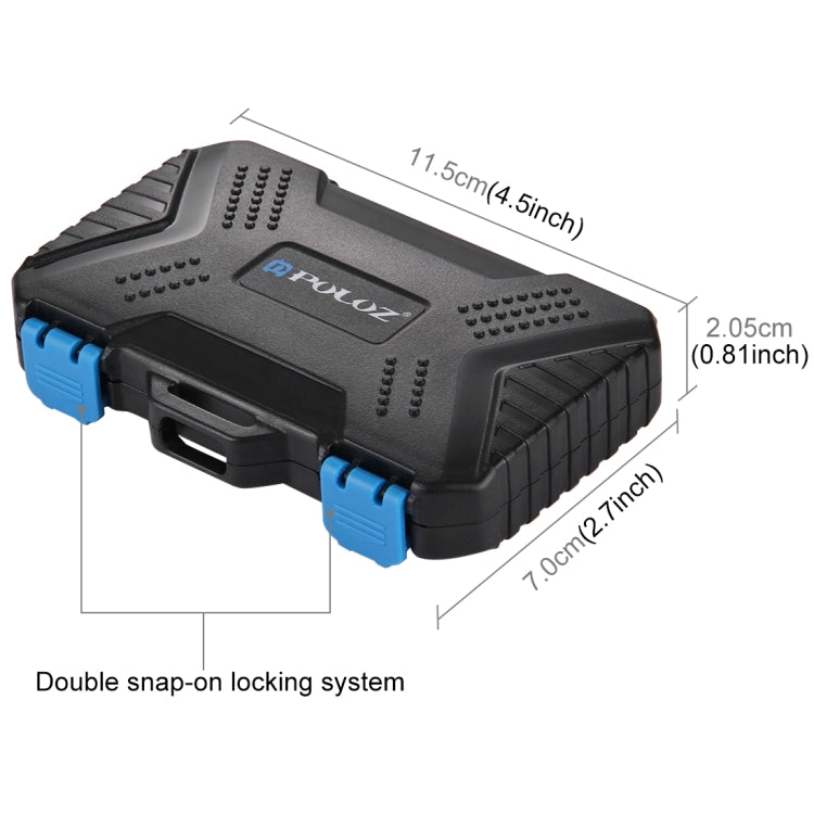 PULUZ 27 in 1 Memory Card Case for 4CF + 8SD + 9TF + 1Card PIN + 1Standard SIM + 2Micro-SIM + 2Nano-SIM, 27 in 1