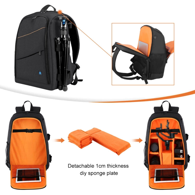 PULUZ Outdoor Portable Waterproof Scratch-proof Dual Shoulders Backpack Handheld PTZ Stabilizer Camera Bag with Rain Cover for Digital Camera, DJI Ronin-SC / Ronin-S(Black)